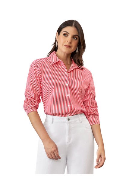 Blusa Manga Larga Con Perilla Funcional F5543S Rojo