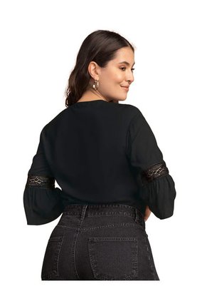 Blusa Con Volumen En Mangas F6389 Negro