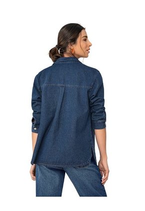Chaqueta Manga Larga Oversized Con Cuello Camisero F6520 Azul