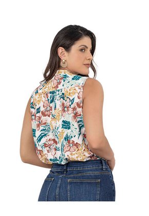 Blusa Manga Sisa Abotonable F5716S Hojas Azules