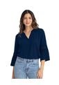 Blusa Con Volumen En Mangas F6389 Azul Oscuro de Leonisa