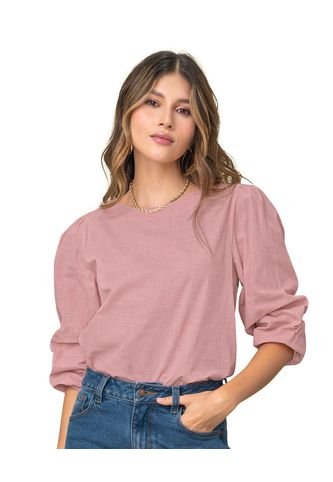 Blusa Manga 3/4 Con Efecto Volumen F6750S Rosa Leonisa