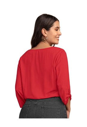 Blusa Manga 3/4 Con Charretera En Puños F6369S Rojo