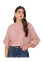 Blusa Manga Corta Con Boleros Y Cuello Alto F6627 Rosado de Leonisa