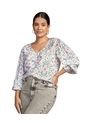 Blusa Manga Larga Estampada Cuello En V F7083 Multicolor de Leonisa
