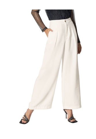Pantalón Bota Ancha Con Prenses Decorativos En Frente F7131 Blanco Leonisa