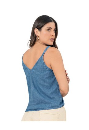 Blusa Escote En V De Tiritas F7004 Azul