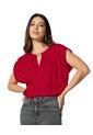 Blusa Manga Corta Con Detalle En El Escote F7134 Rojo de Leonisa