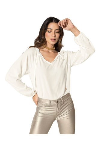 Blusa Manga Larga Silueta Amplia F7135 Crudo Leonisa