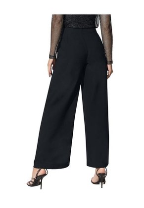 Pantalón Bota Ancha Con Prenses Decorativos En Frente F7131 Negro