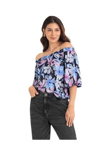 Blusa Strapless Tipo Campesina F7039 Estampado Leonisa