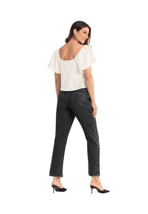 Blusa Manga Corta De Escote Cuadrado Con Recogido F7041 Marfil