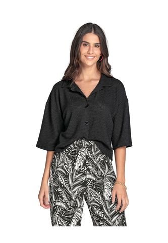 Camisa Manga 3/4 Con Cuello Camisero Sport Y Perilla Funcional J2680 Negro Leonisa