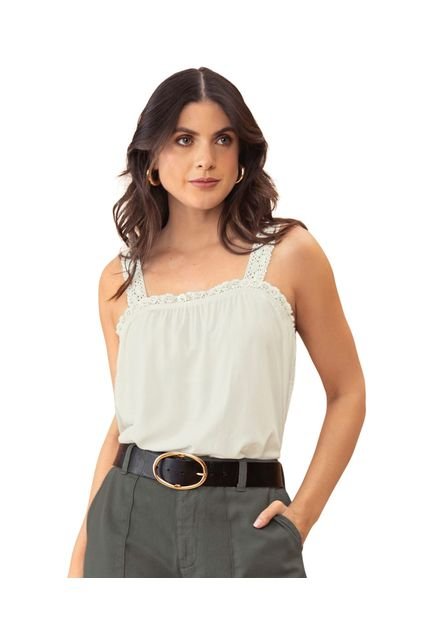 Blusa De Tiras Elaboradas Con Detalle Tejido F7050 Marfil