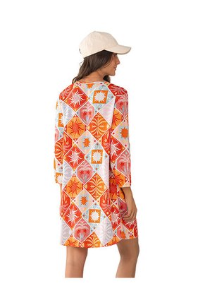 Vestido Corto Manga Larga Cuello En V J1950 Multicolor