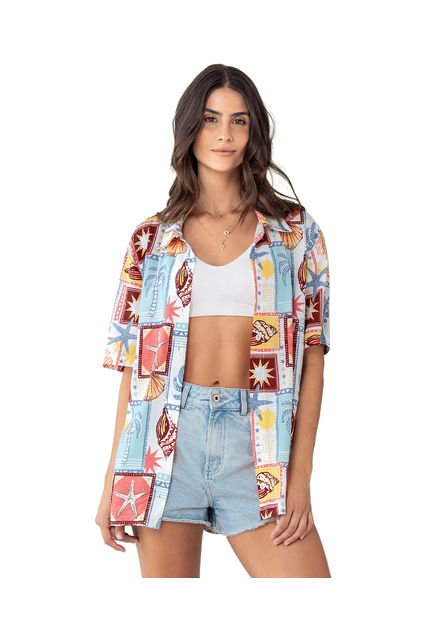 Blusa Oversized Manga Corta J2584 Multicolor