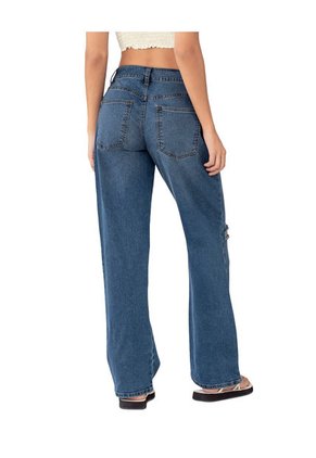 Jean Con Bota Ancha Y Abertura En Rodilla J2870 Azul