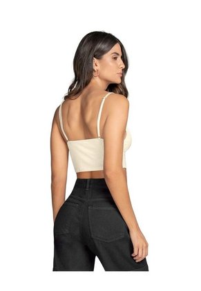 Blusa Crop Top Tipo Corset Con Cargaderas Ajustables J2947 Marfil