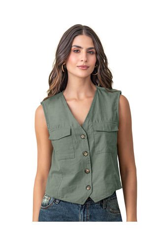 Chaleco Manga Sisa Tipo Cargo J2985 Verde Leonisa