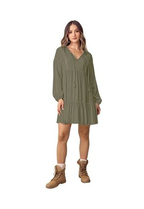 Vestido Corto Con Volumen En Mangas J3012 Verde