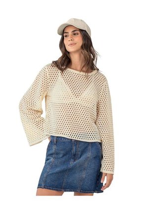 Buzo Manga Larga Tejido Con Lurex Brillante J3044 Crudo