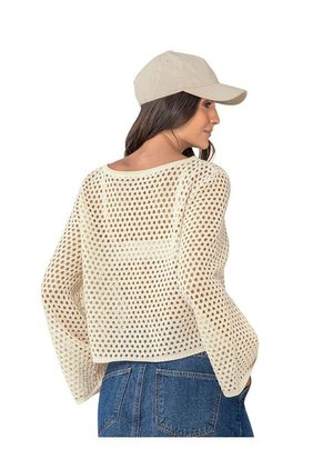 Buzo Manga Larga Tejido Con Lurex Brillante J3044 Crudo