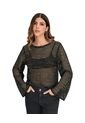 Buzo Manga Larga Tejido Con Lurex Brillante J3044 Negro de Leonisa