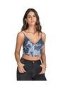 Blusa Crop Top Tipo Corset Con Cargaderas Ajustables J2947 Estampado de Leonisa