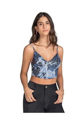 Blusa Crop Top Tipo Corset Con Cargaderas Ajustables J2947 Estampado