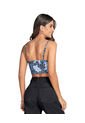 Blusa Crop Top Tipo Corset Con Cargaderas Ajustables J2947 Estampado de Leonisa