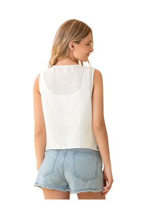 Chaleco Manga Sisa Con Tira Para Anudar J2978 Marfil