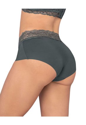 Panty Hípster En Tela Ultraliviana Con Franja De Encaje 012960 Gris Oscuro