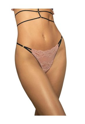Tanga Brasilera En Encaje Ligera Y Cómoda 092054 Rosa Vieja Elástico Negro