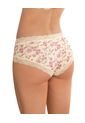 Panty Hípster Tiro Medio En Tela Lisa Y Encaje 092044 Marfil Estampado Flores de Leonisa