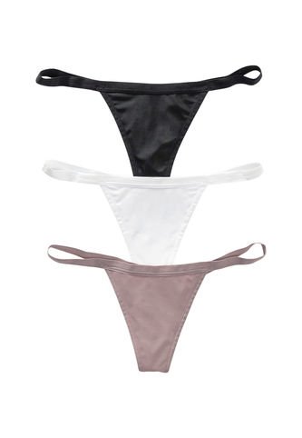 Paquete X 3 Tangas Brasileras De Tiro Bajo 12682X3 Rosado / Blanco / Negro Leonisa