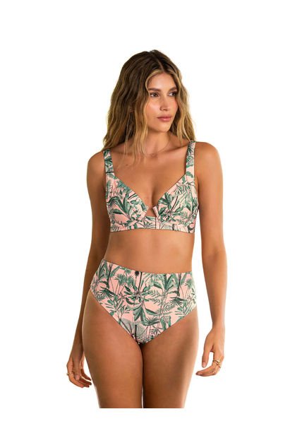 Bikini Con Panty Tiro Alto Y Top Corsetero 201587 Estampado Tropical
