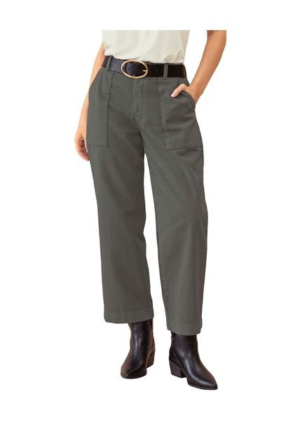 Pantalón Bota Recta Con Bolsillos Funcionales F6890 Verde