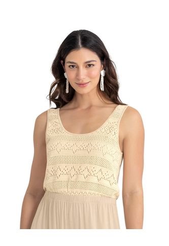 Enterizo Largo Manga Sisa Con Detalle Tipo Crochet Adelante F7020 Beige Leonisa