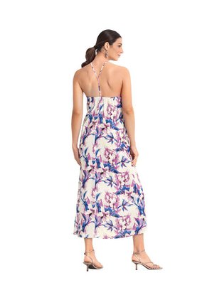 Vestido Largo Cuello Halter De Silueta En A F7045 Estampado