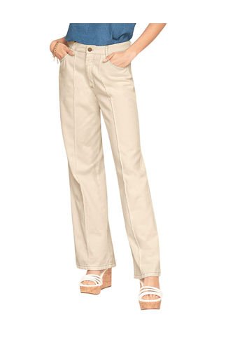 Jean Bota Flare Tiro Alto Con Cortes En Frente F7071 Blanco Leonisa