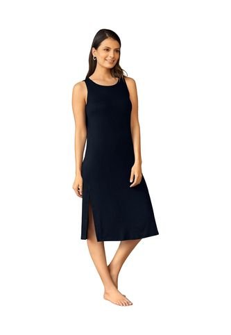 Vestido Manga Sisa Silueta Semiajustada Multipropósito Como Pijama O Exterior FP5923S Negro Leonisa