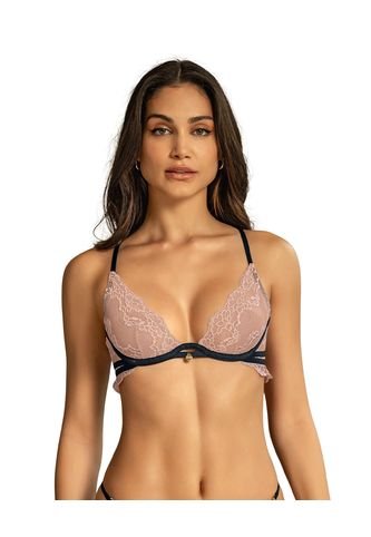 Brasier Escote Profundo En Encaje Y Tul 091147 Rosa Leonisa