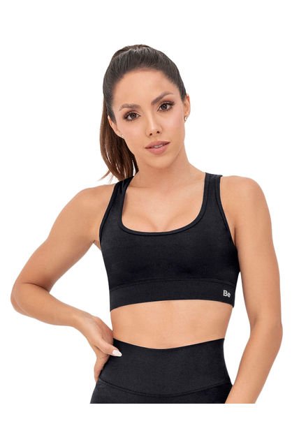 Top Deportivo Espalda Atlética Con Abertura Y Tul Leonisa Active By Silvy Araujo 19AA23 Negro