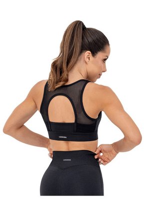 Top Deportivo Espalda Atlética Con Abertura Y Tul Leonisa Active By Silvy Araujo 19AA23 Negro