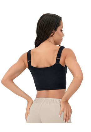 Camiseta Crop Top Tipo Corset Leonisa By Silvy Araujo J2993 Negro