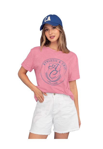 Leonisa Camiseta Básica Manga Corta Con Estampado J2542S Rosa