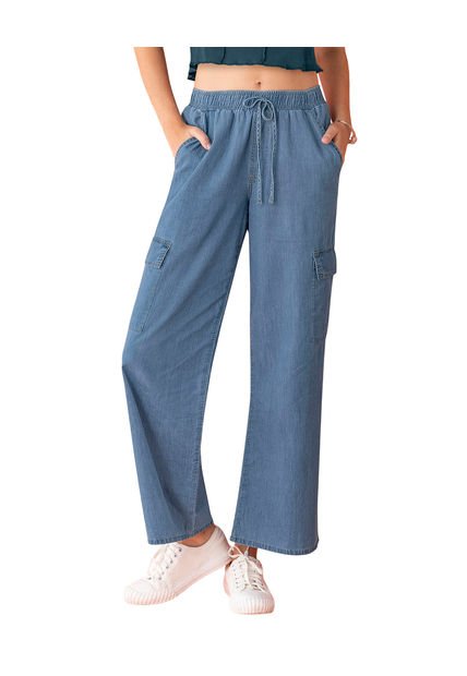 Leonisa Pantalón Bota Recta Con Bolsillos Funcionales Y Tira Decorativa J2807 Azul