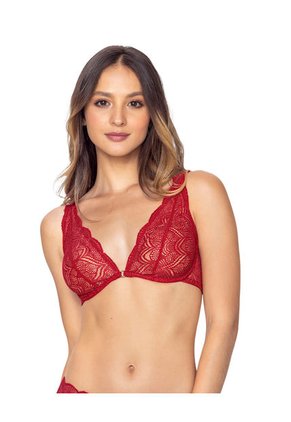 Leonisa Bralette En Encaje Con Transparencias Y Arco 091017 Rojo