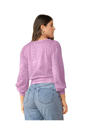 Camiseta Manga Larga Con Puños Y Fajón En Rib F6803 Lila