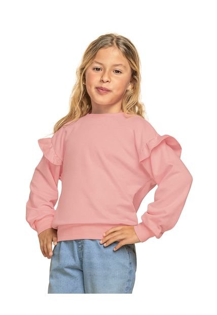 Buzo Cuello Redondo Con Hombro Rodado I170 Rosado